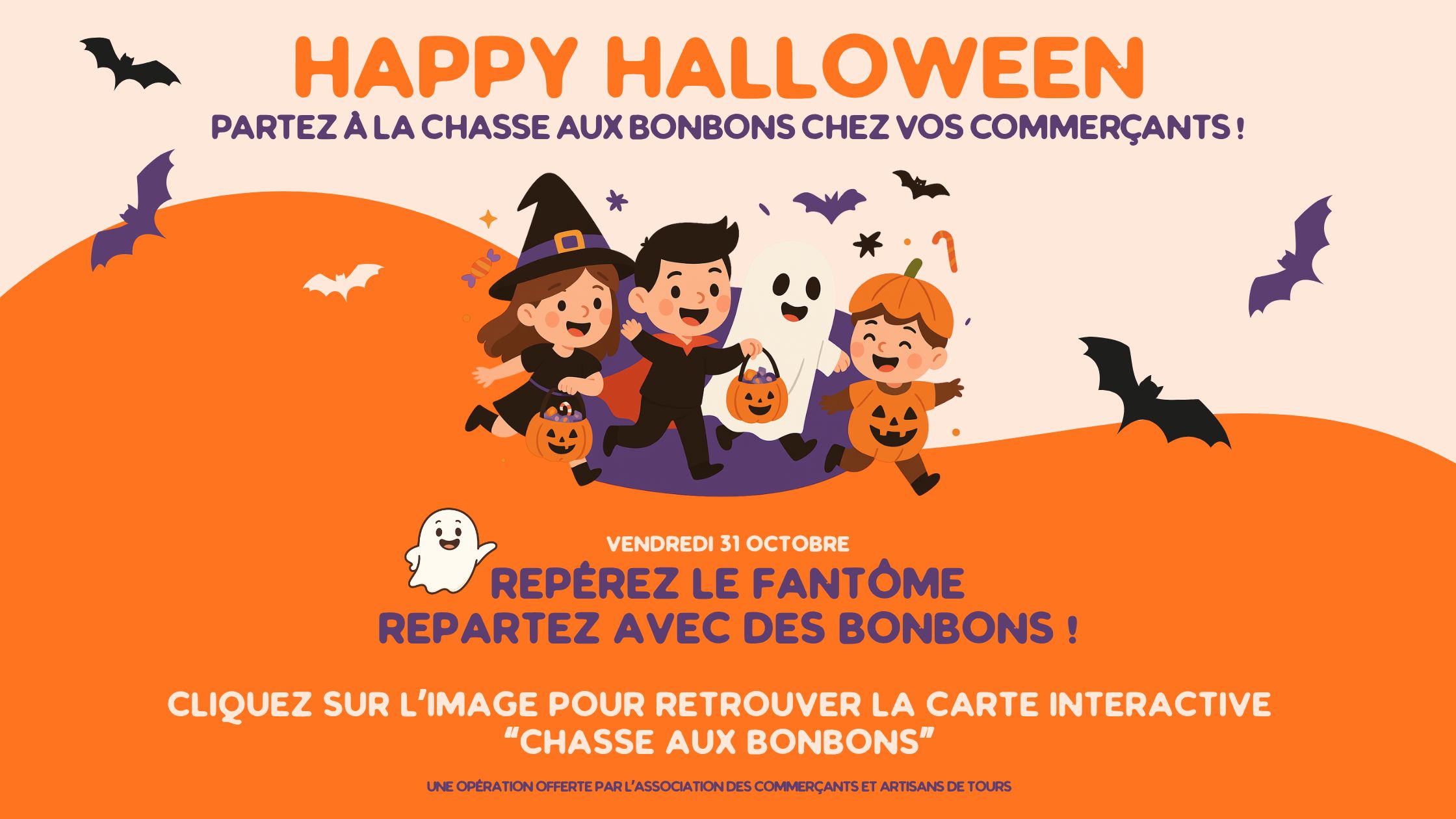 Chasse aux bonbons pour Halloween avec les commerçants et artisans de Tours